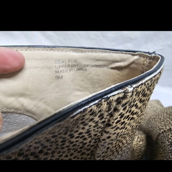 Juicy Couture Leopard Calf Hair Wedge Ankle Boots Vintage Y2K Real Fur Size 9M - Picture 8 of 11